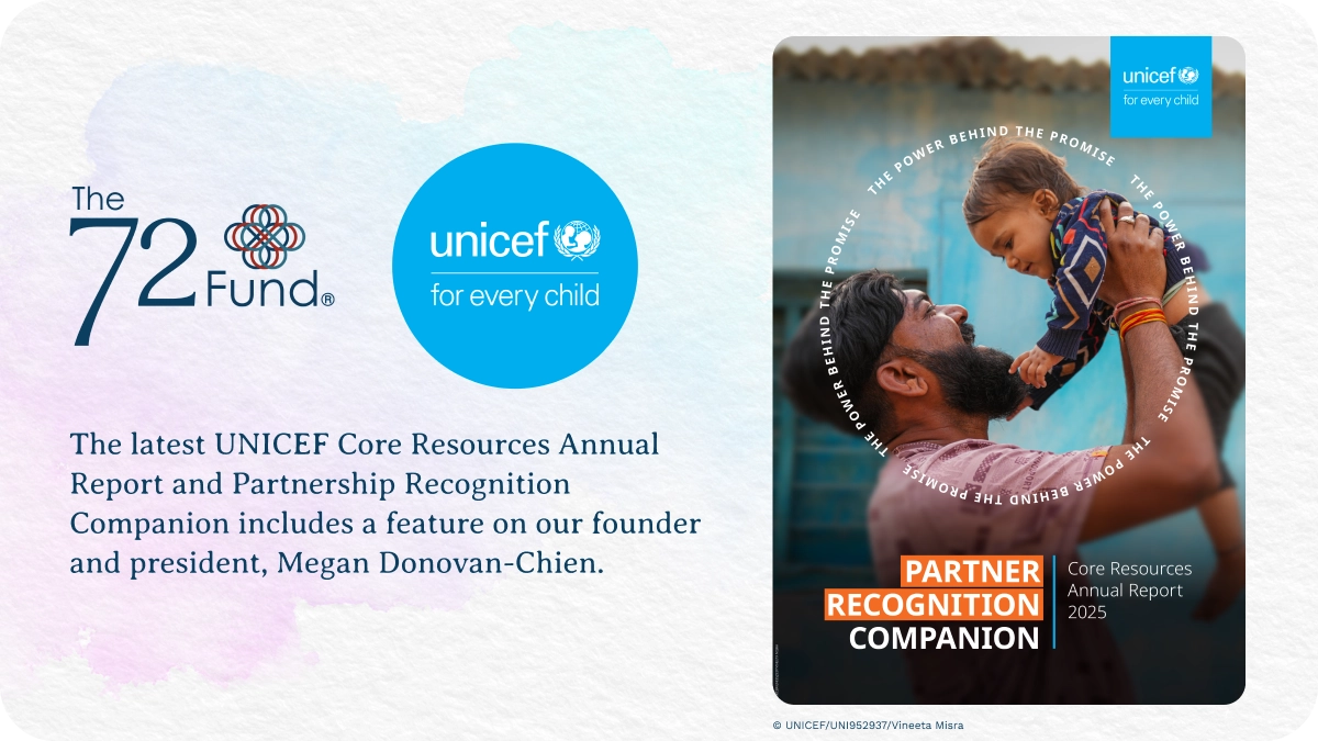 The latest UNICEF Core Resources Annual Report and Partnership Recognition Companion includes a feature on our founder and president, Megan Donovan-Chien.